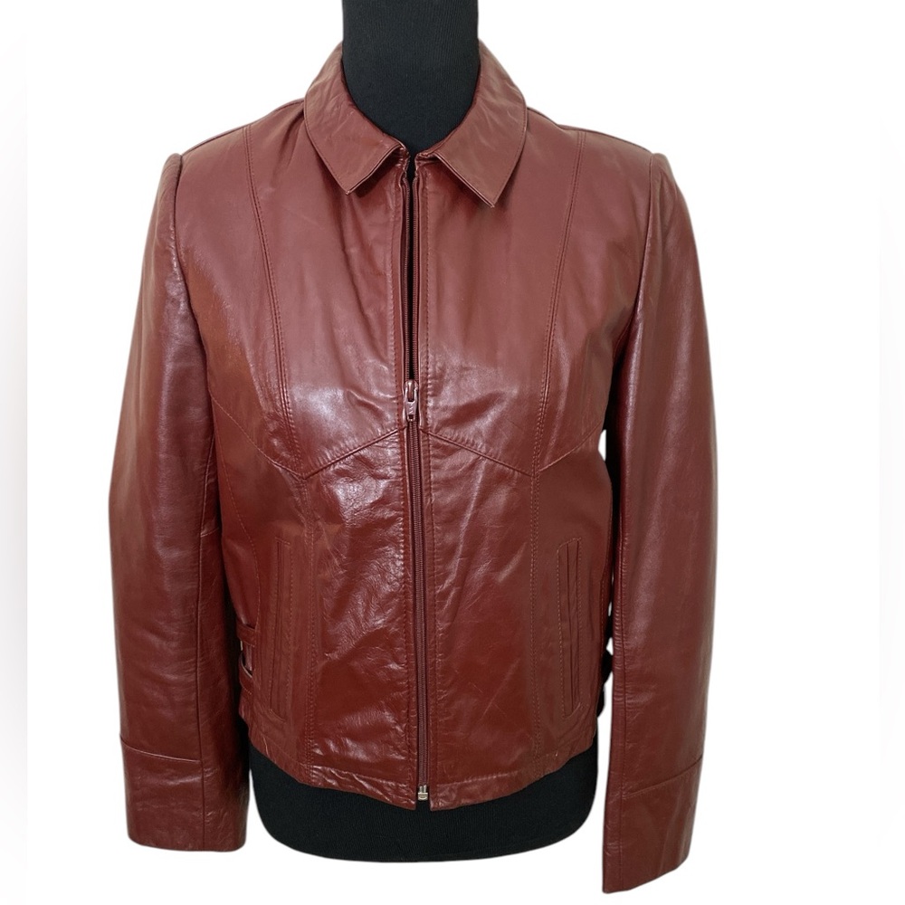 Vintage Oxblood Bermans leather jacket with removable lining
